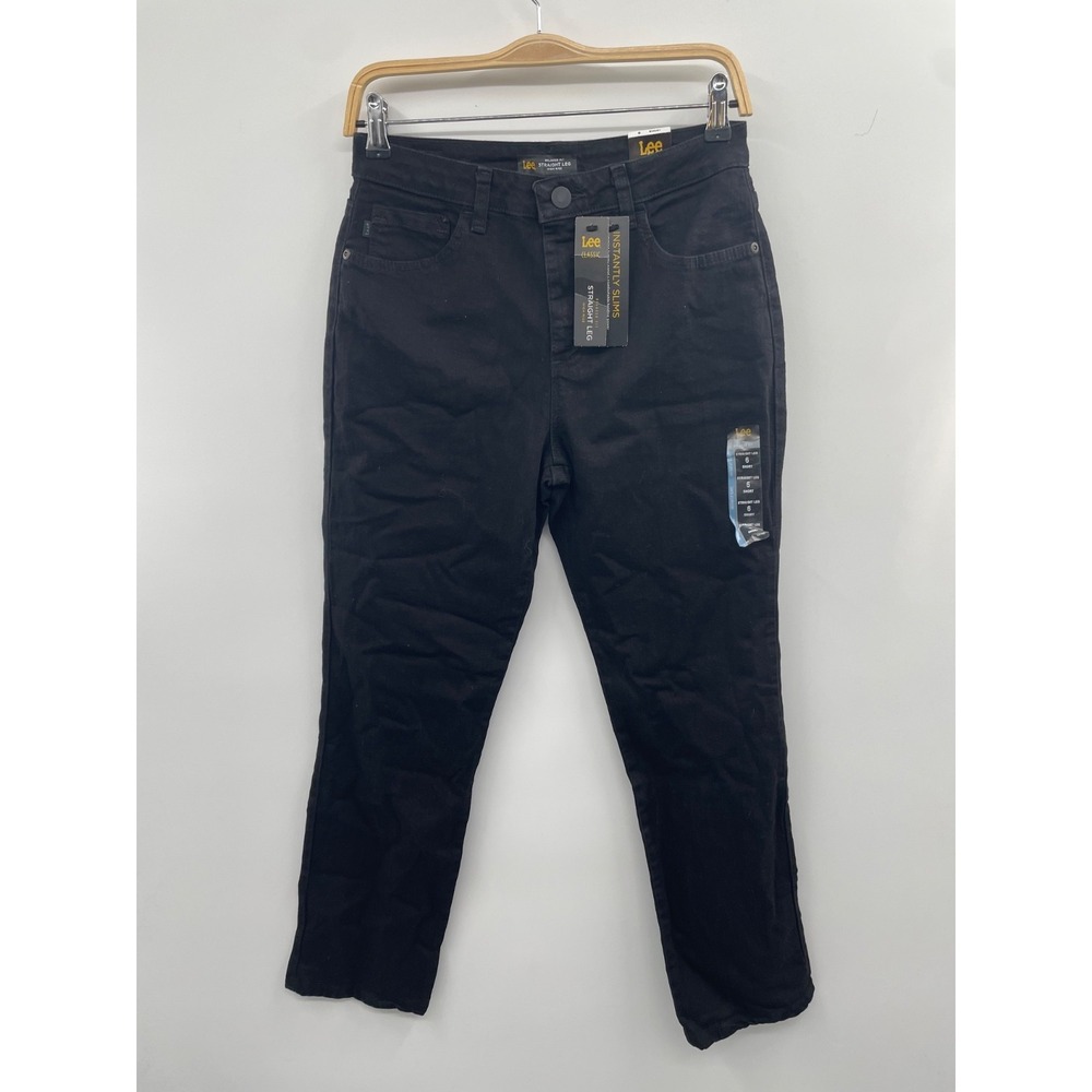 NWT Lee Slim Relaxed Fit Straight Leg Jeans Women's 6 Short Black Zip Fly